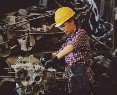 Woman working in a factory