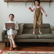 woman working from her home office