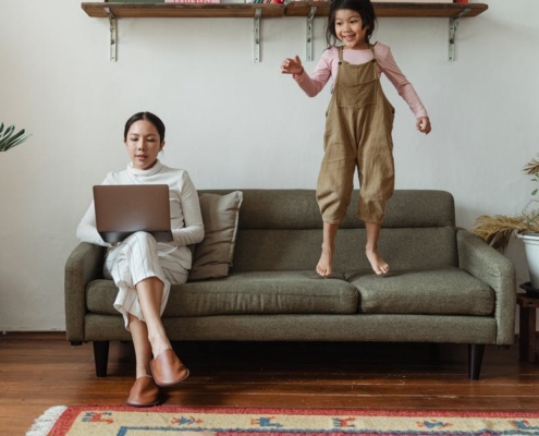 woman working from her home office