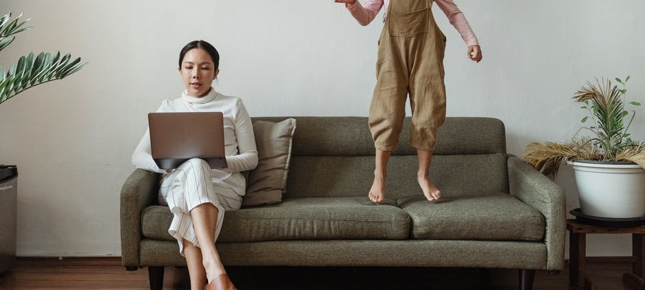 woman working from her home office