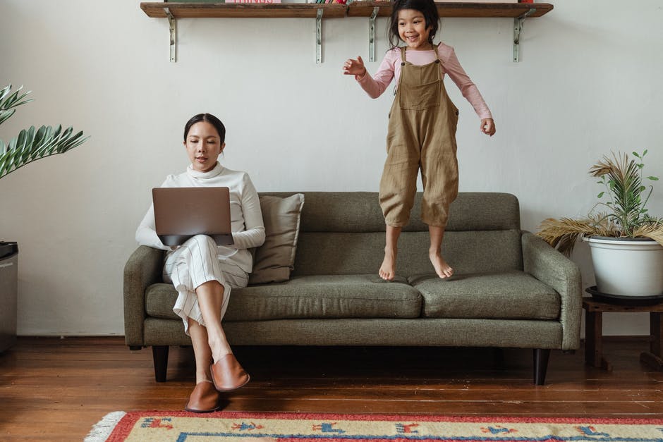 woman working from her home office