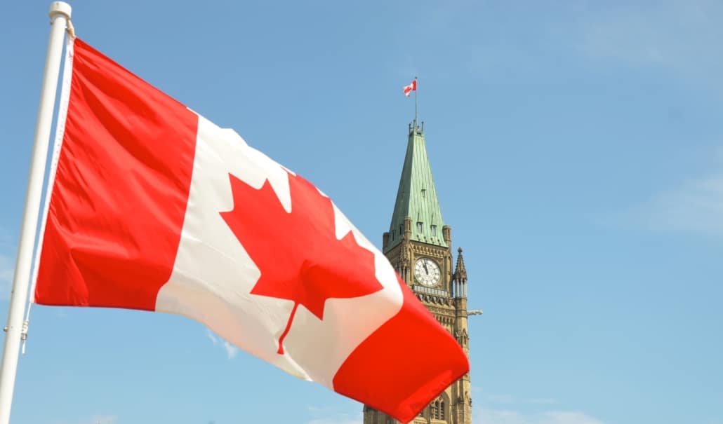 House of Commons and flag of Canada