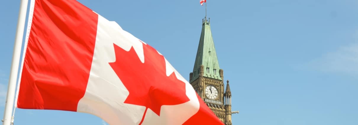 House of Commons and flag of Canada