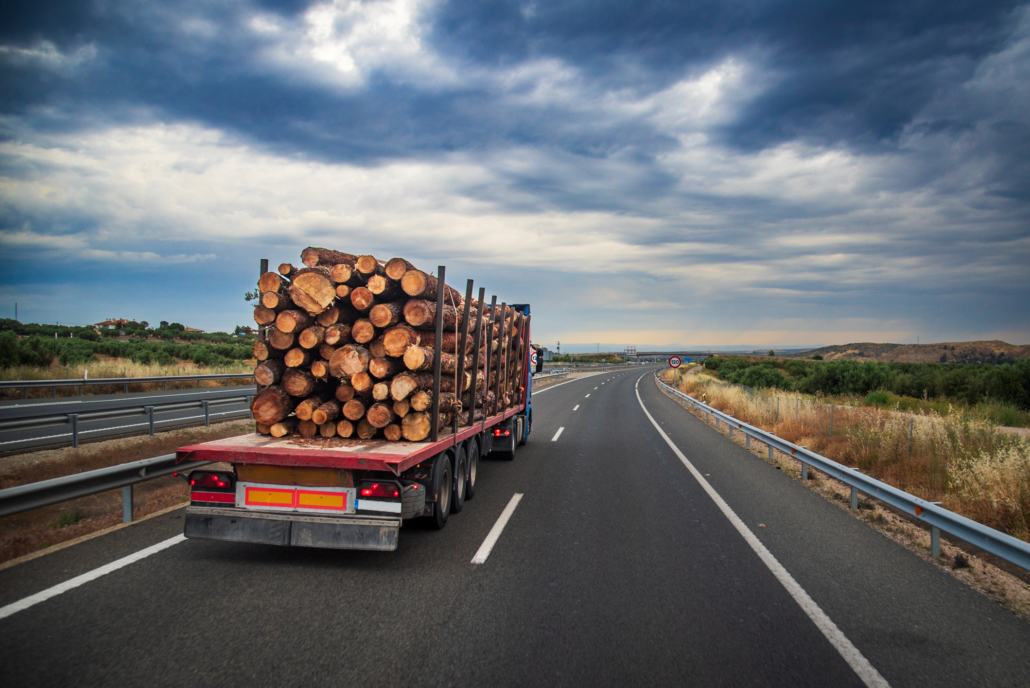 Truck carrying lumber impacted by U.S. tariffs