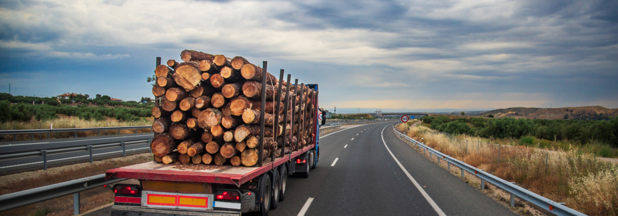 Truck carrying lumber impacted by U.S. tariffs