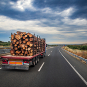 Truck carrying lumber impacted by U.S. tariffs
