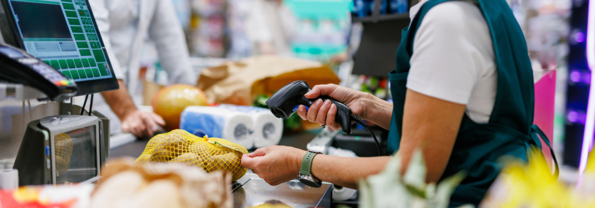 Supermarket checkout where the GST credit relaunch will help consumers afford groceries
